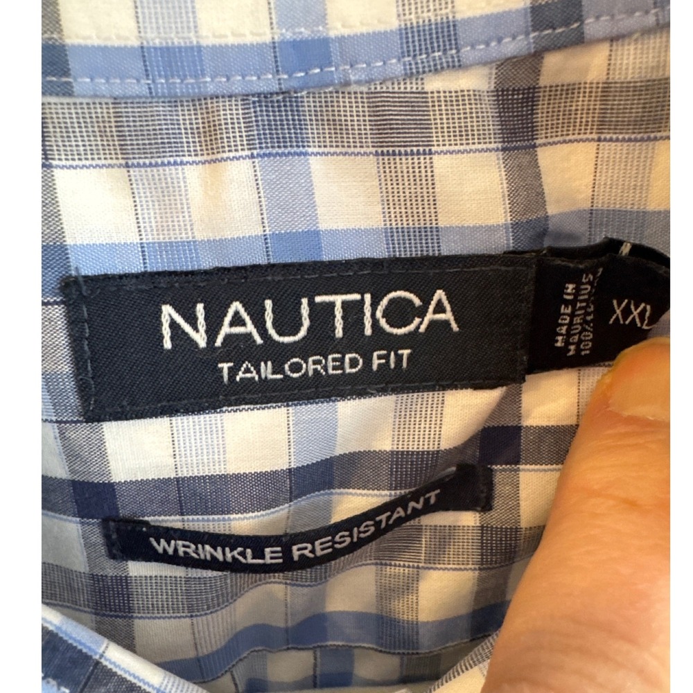 Nautica Tailored Fit Long‎ Sleeve Plaid Wrinkle Resistant Men's Shirt XXL - Picture 2 of 3